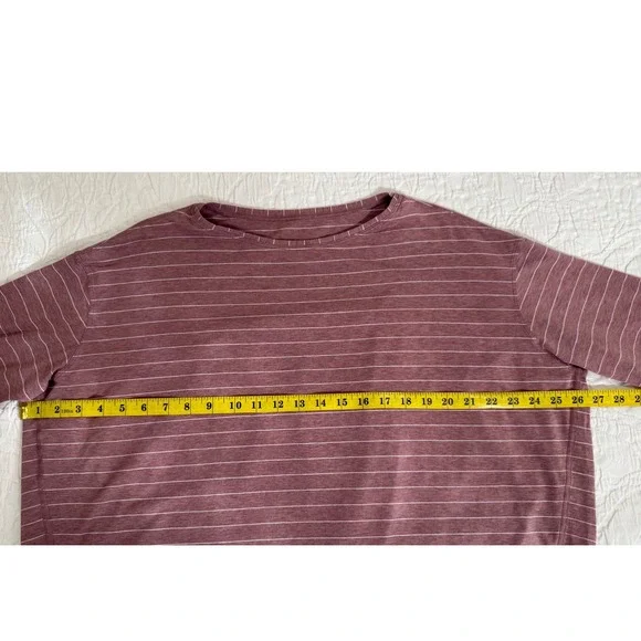 Lululemon Back in Action Striped Long Sleeve Size 12 Top Dusty Rose Women's #875 - Picture 7 of 7